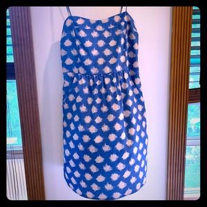 Blue and cream dot dress